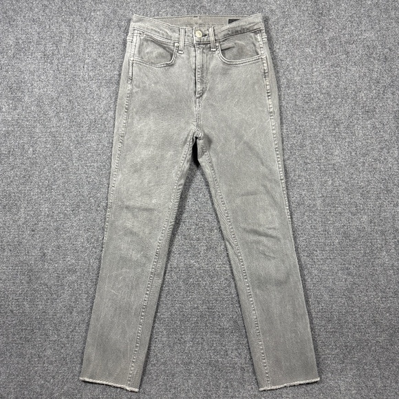 Rag & Bone Jeans High Rise Slim Raw Hem Womens Size 27 Gray 0449 - Picture 1 of 11